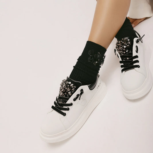 ToscaBlu  Sneaker City Jungle con accessorio gioiello colore bianco/nero