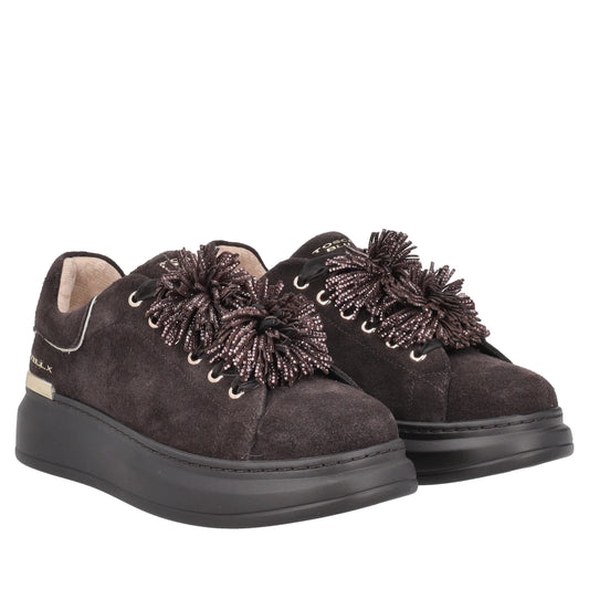ToscaBlu  Sneaker Luxe in suede con pompon strass colore testa di moro