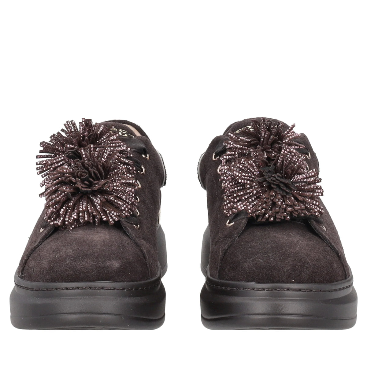ToscaBlu  Sneaker Luxe in suede con pompon strass colore testa di moro