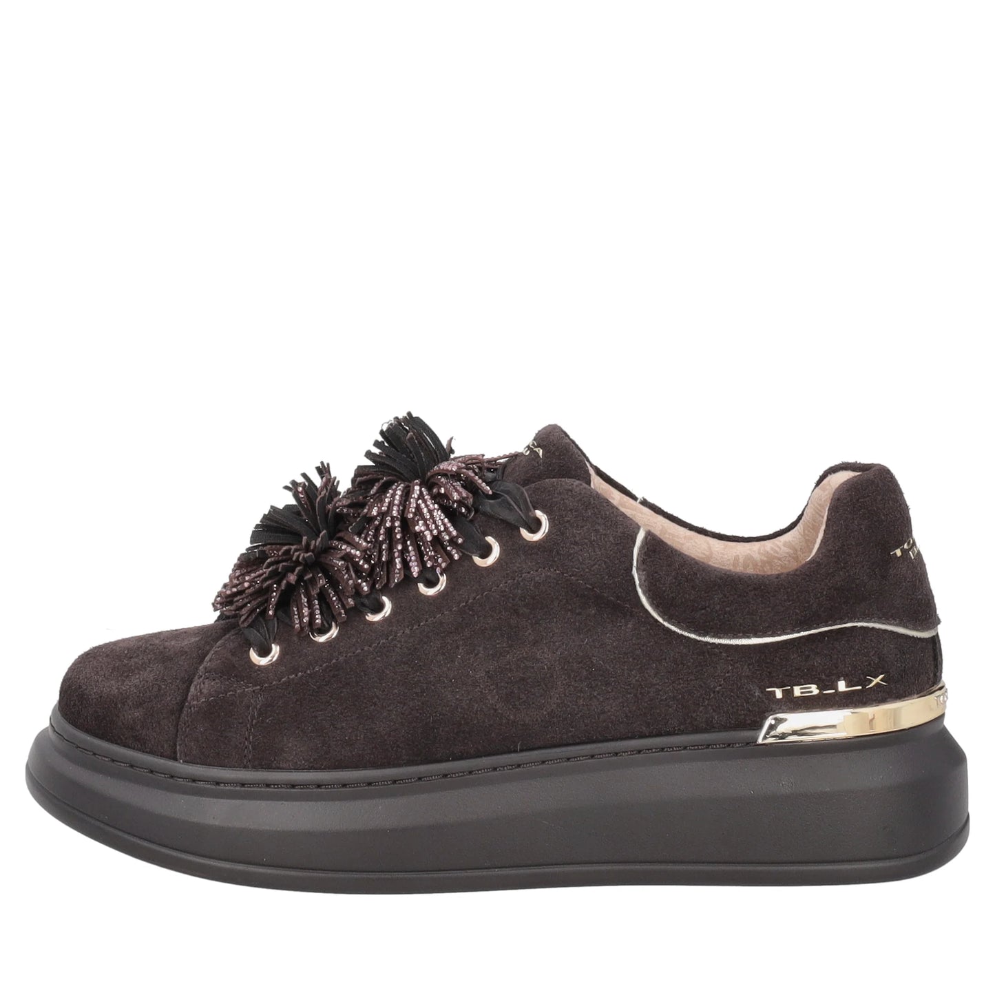 ToscaBlu  Sneaker Luxe in suede con pompon strass colore testa di moro