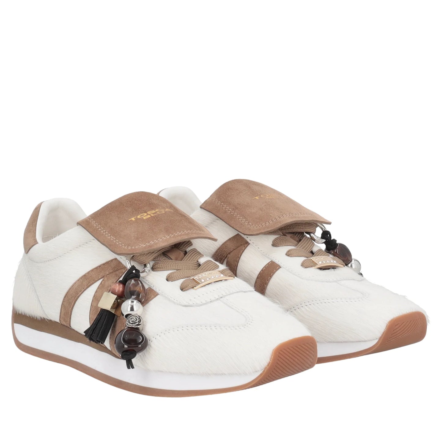 ToscaBlu  Sneaker Eclipse in cavallino con charm colore bianco/cuoio
