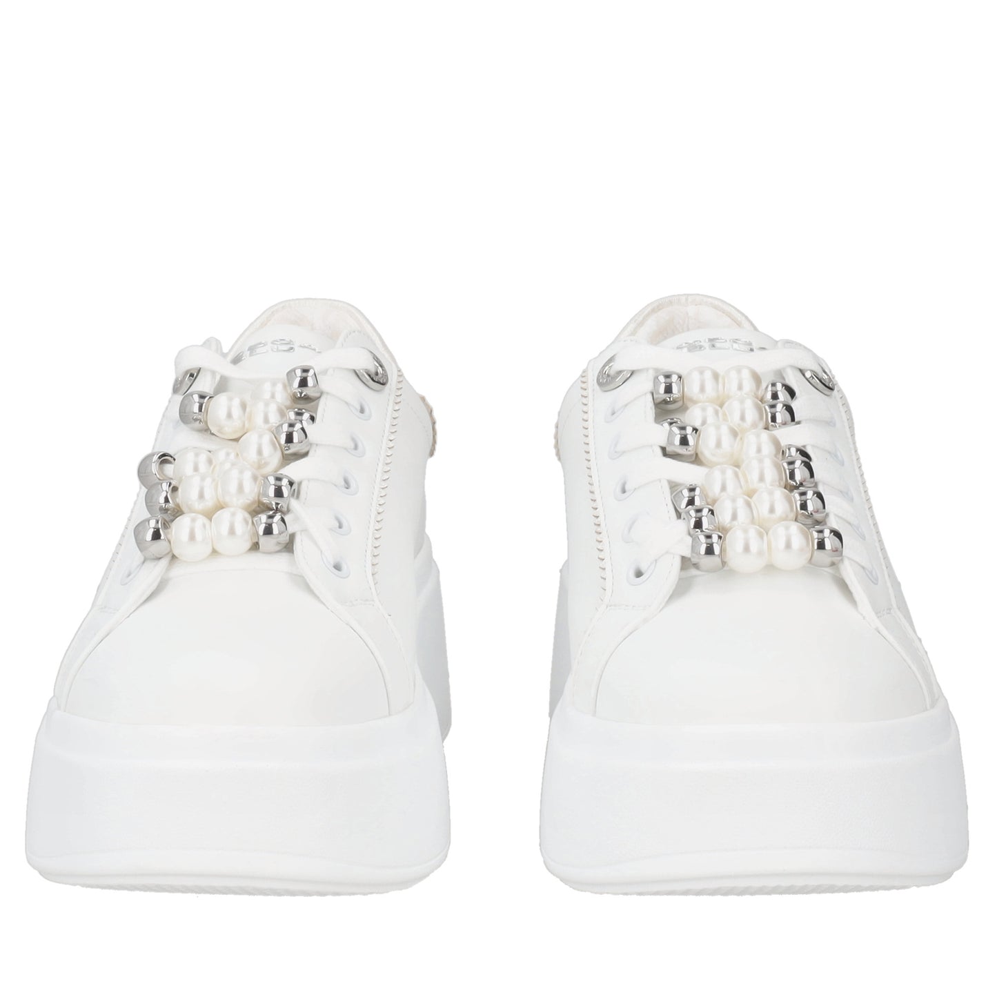 Sneaker gioiello Clara in pelle con perle colore bianco Tosca Blu