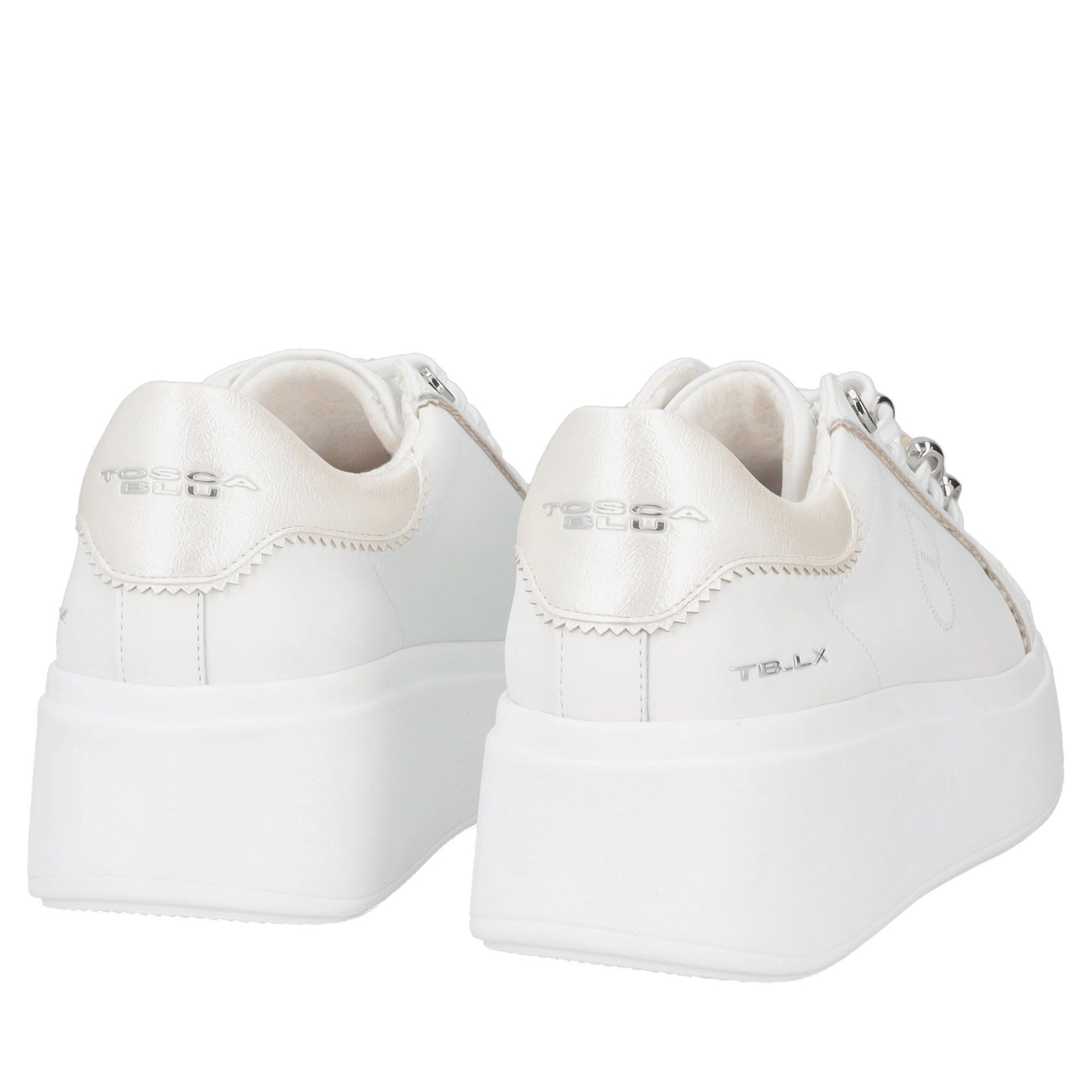 Sneaker gioiello Clara in pelle con perle colore bianco Tosca Blu