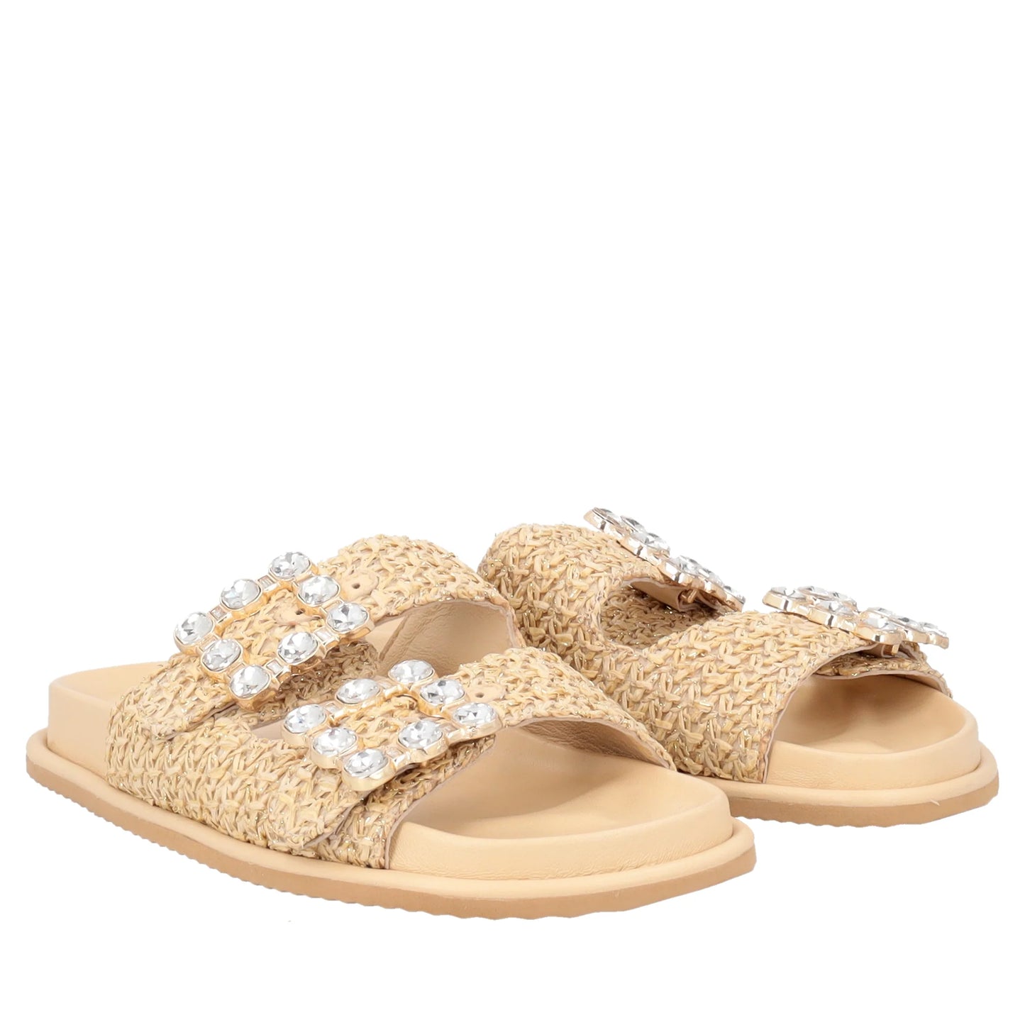 Sandalo Tenerife in raffia con fibbie colore beige Tosca Blu