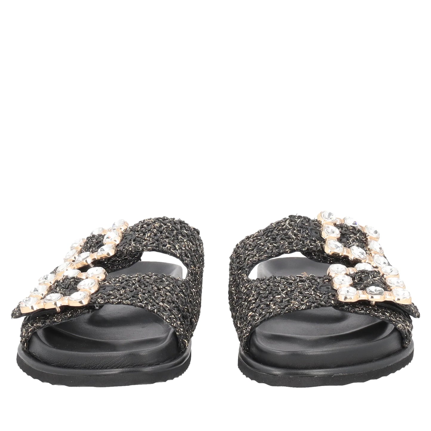 Sandalo Tenerife in raffia con fibbie colore nero Tosca Blu