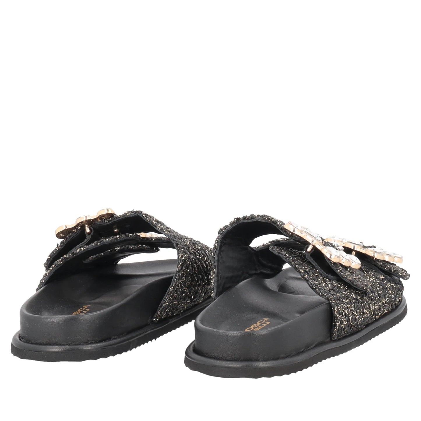 Sandalo Tenerife in raffia con fibbie colore nero Tosca Blu