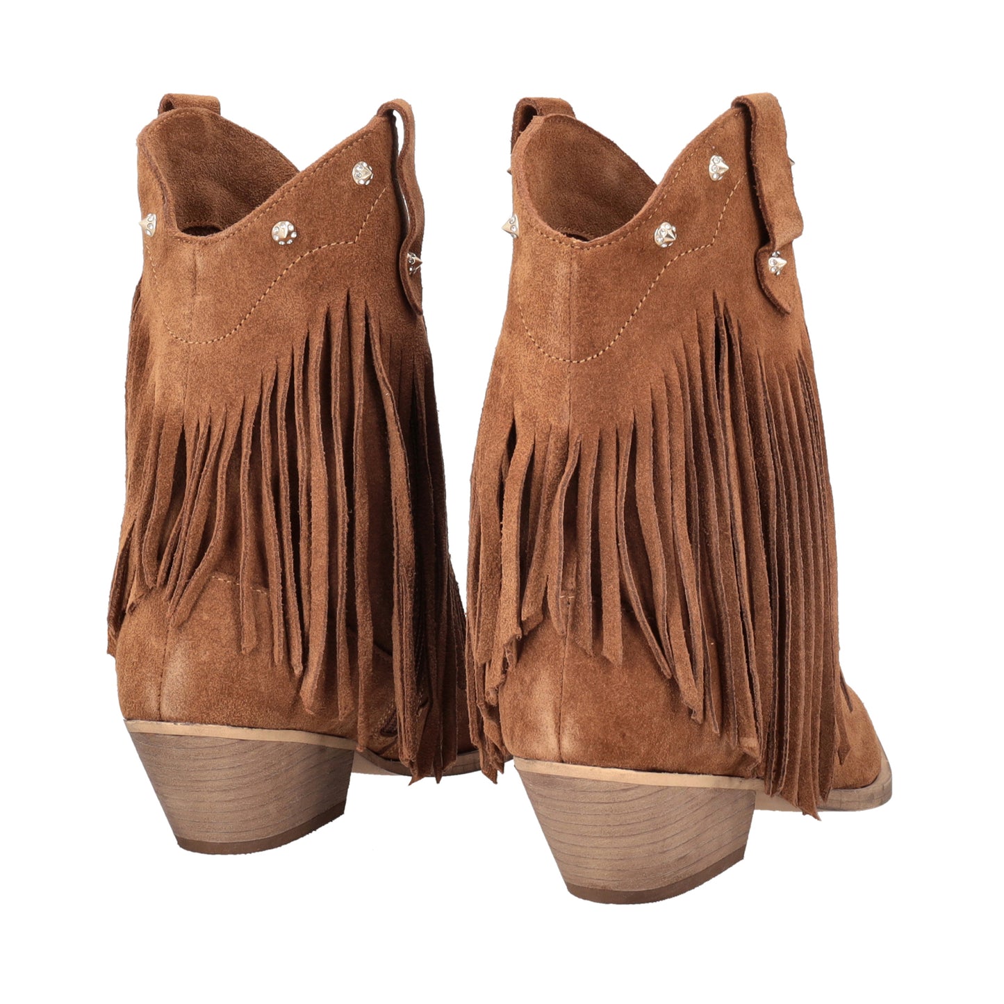 Stivaletto Wild Glam in suede con frange colore cuoio