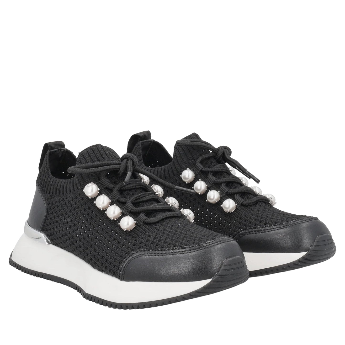 Sneaker Cleo in tessuto e pelle con perle colore nero Tosca Blu