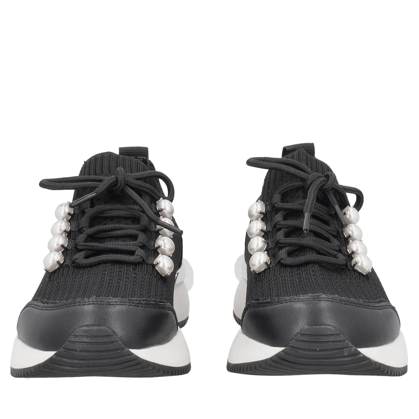 Sneaker Cleo in tessuto e pelle con perle colore nero Tosca Blu