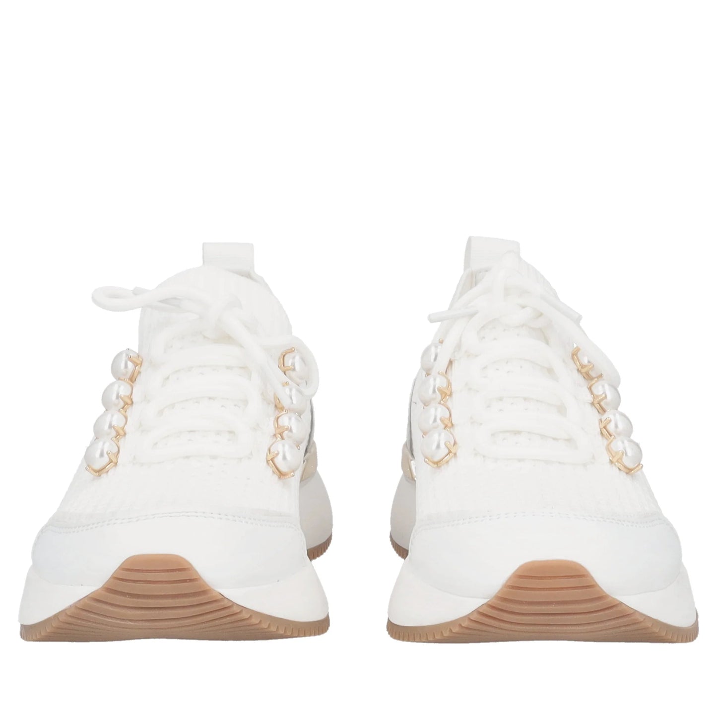 Sneaker Cleo in tessuto e pelle con perle colore bianco Tosca Blu