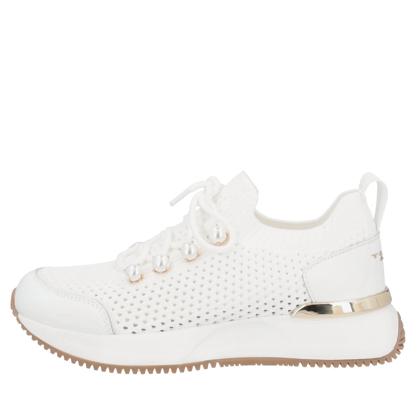 Sneaker Cleo in tessuto e pelle con perle colore bianco Tosca Blu