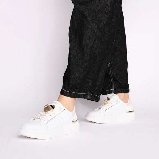 Sneaker gioiello Carol in pelle con cuore colore bianco Tosca Blu