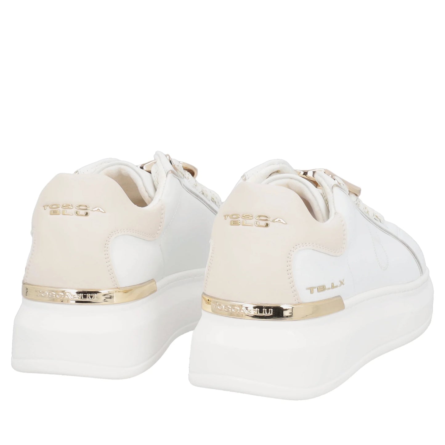 Sneaker gioiello Carol in pelle con cuore colore bianco Tosca Blu