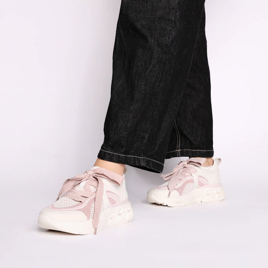Sneaker stella con maxi stringhe colore rosa Tosca Blu