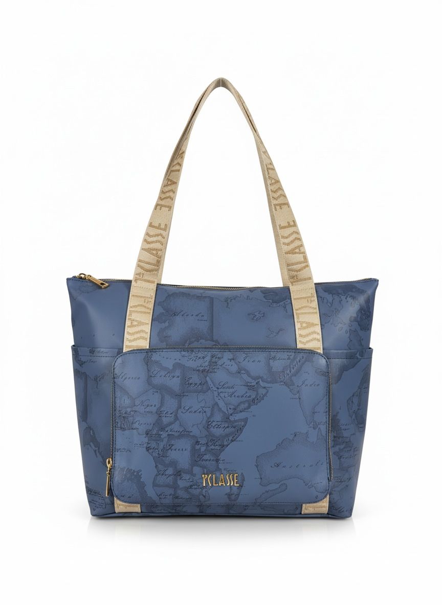 Soft Color borsa shopping ripiegabile Blu Jeans Alviero Martini