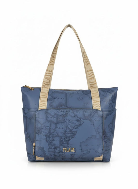 Soft Color borsa shopping ripiegabile Blu Jeans Alviero Martini
