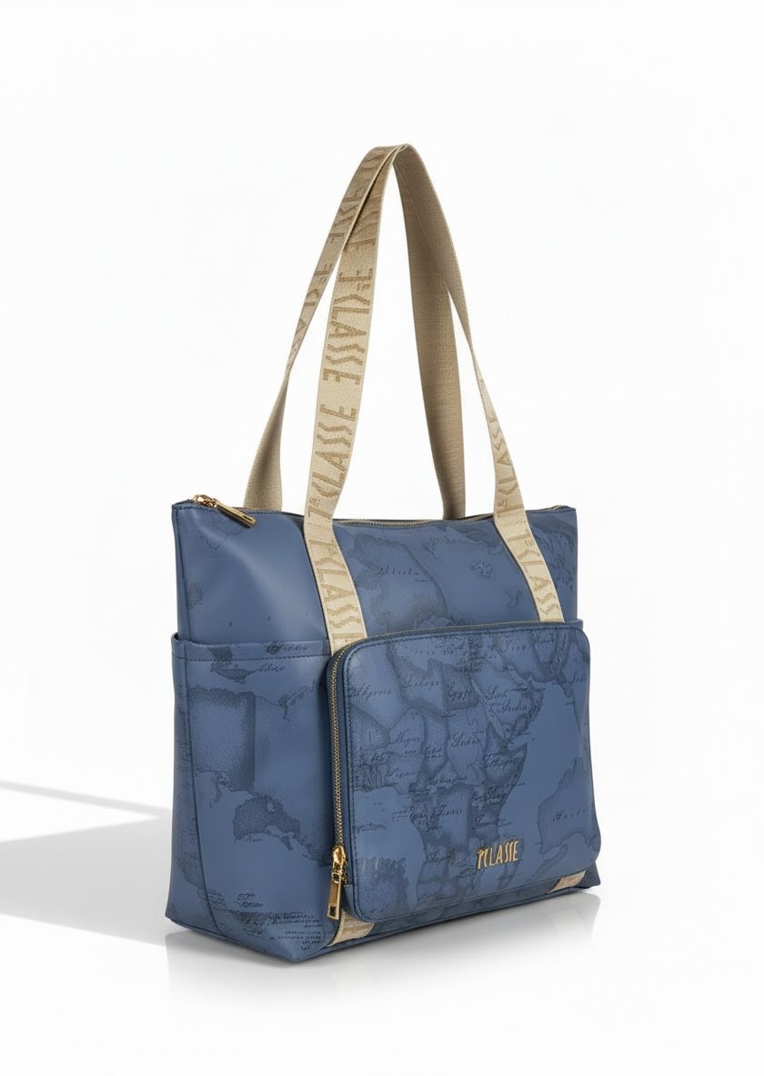 Soft Color borsa shopping ripiegabile Blu Jeans Alviero Martini