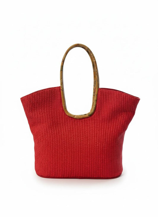 Sunny Rafia borsa Rosso Papavero Naturale Alviero Martini