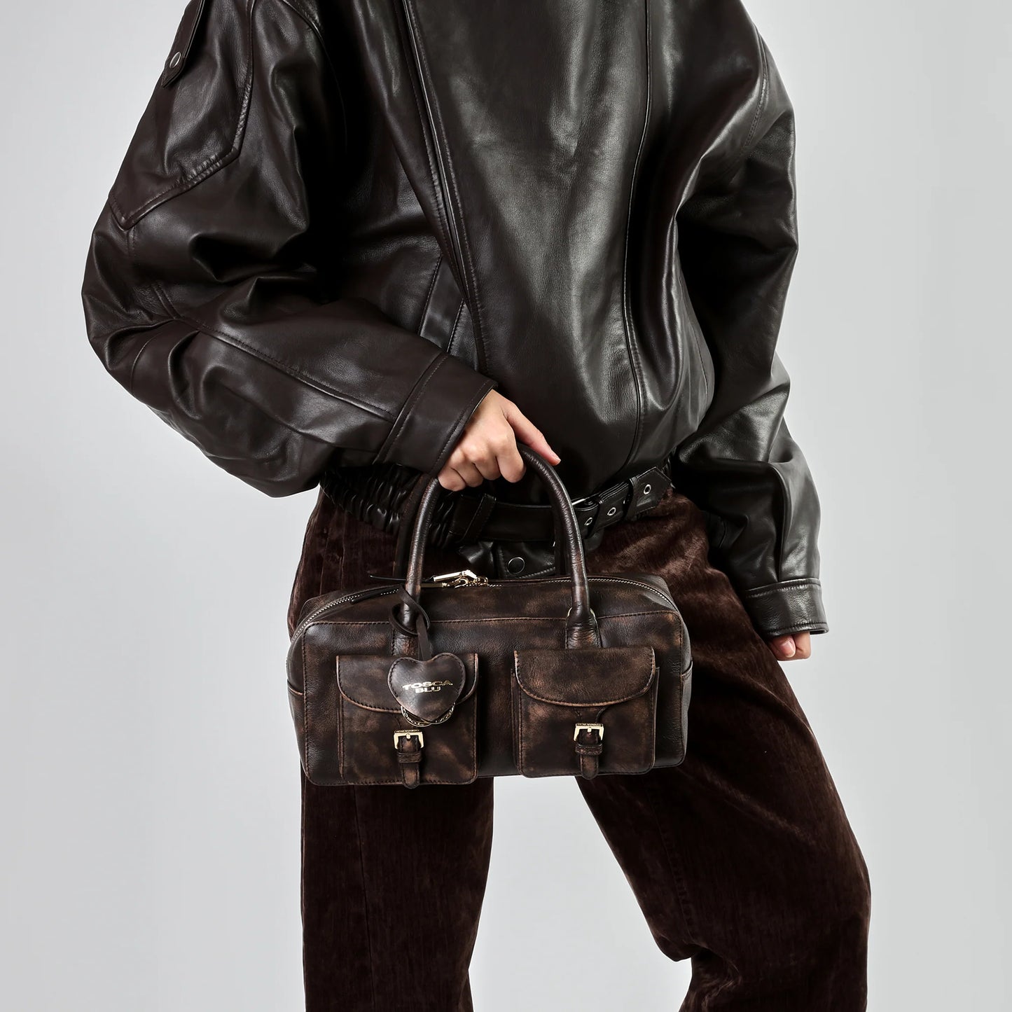 Bauletto Anita con doppie tasche colore testa di moro ToscaBlu