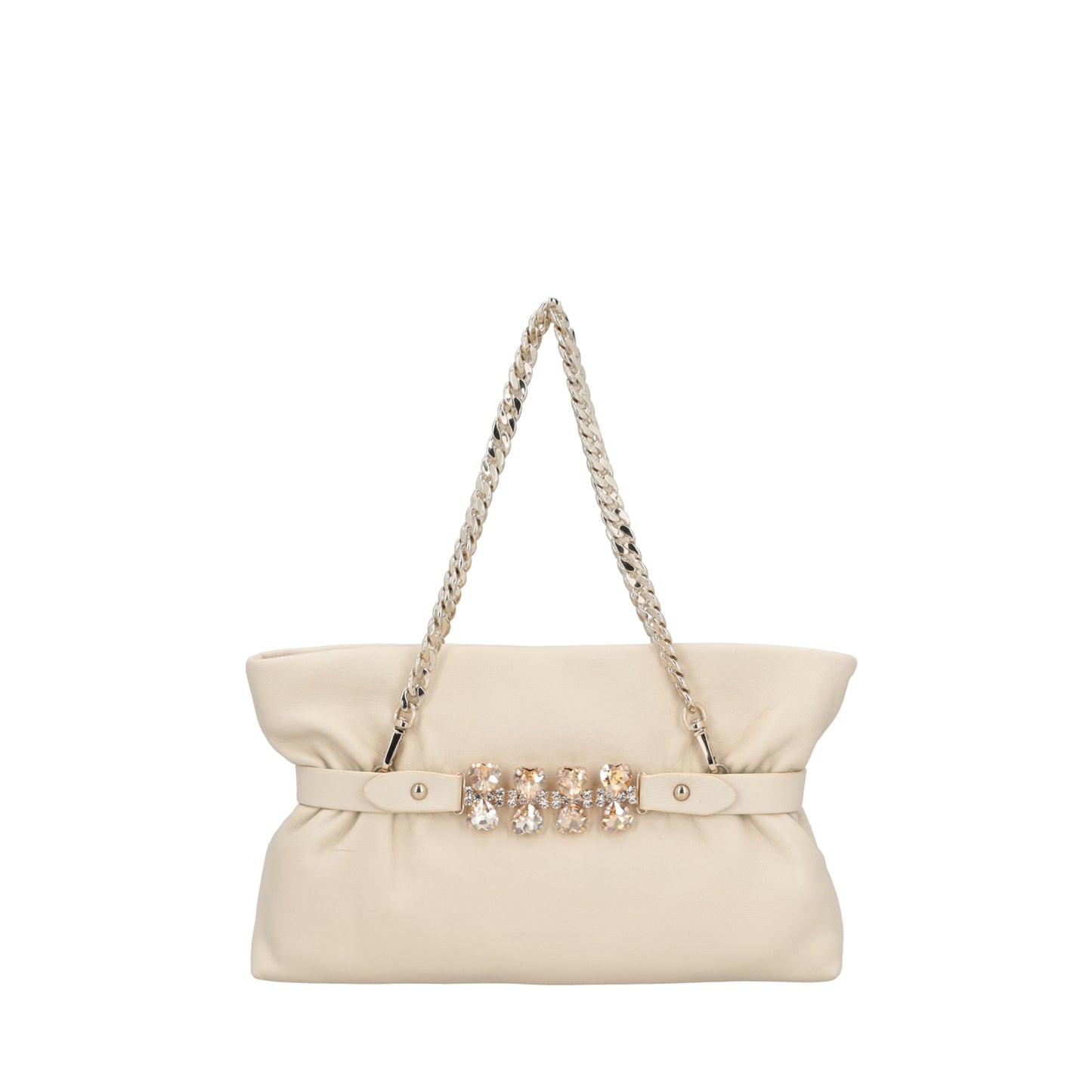 ToscaBlu  Pochette gioiello Capri in pelle colore avorio
