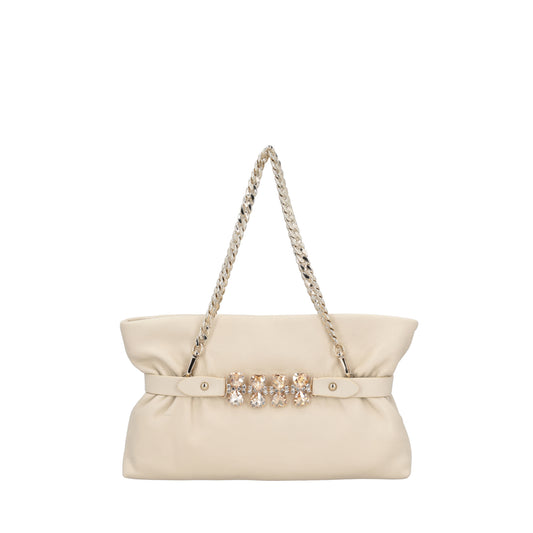 ToscaBlu  Pochette gioiello Capri in pelle colore avorio