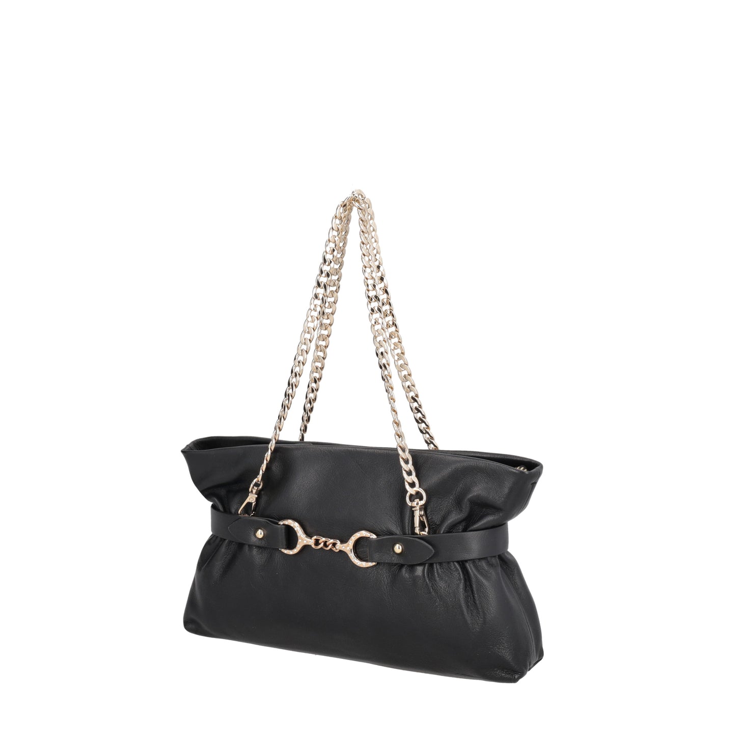 ToscaBlu  Pochette Capri in pelle con staffa gioiello colore nero