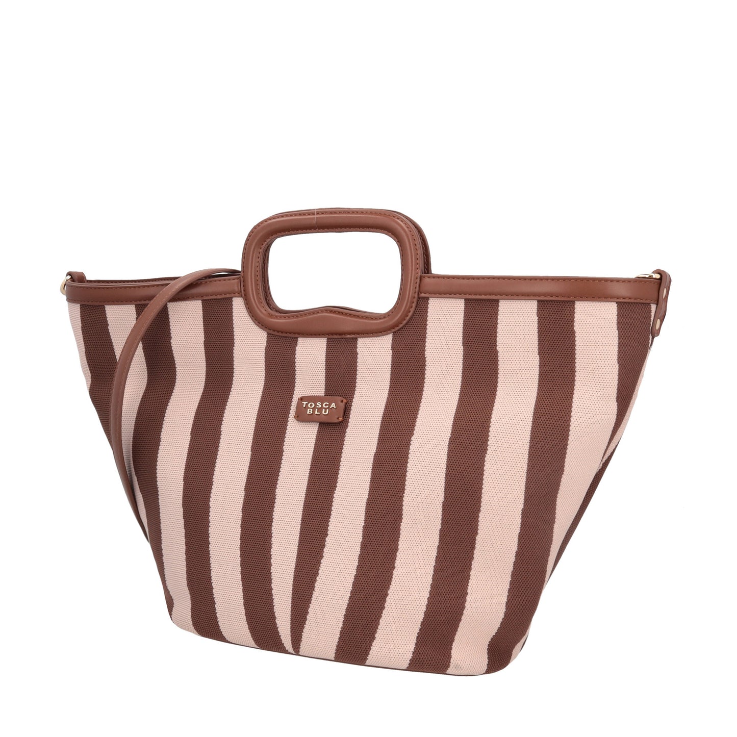 Borsa a mano grande Pantelleria a righe colore Marrone