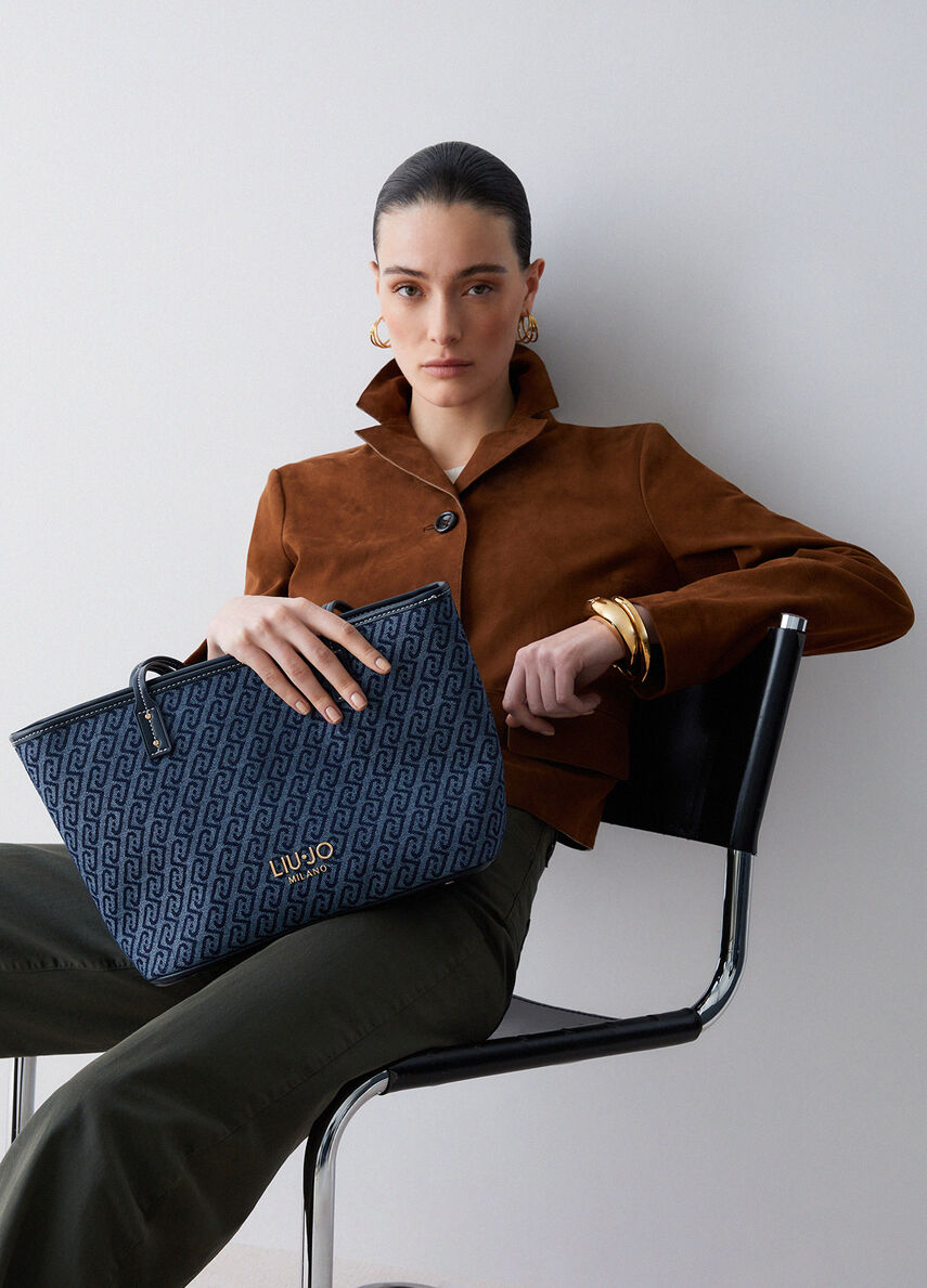 Tote bag in denim jacquard Evrim Liu Jo