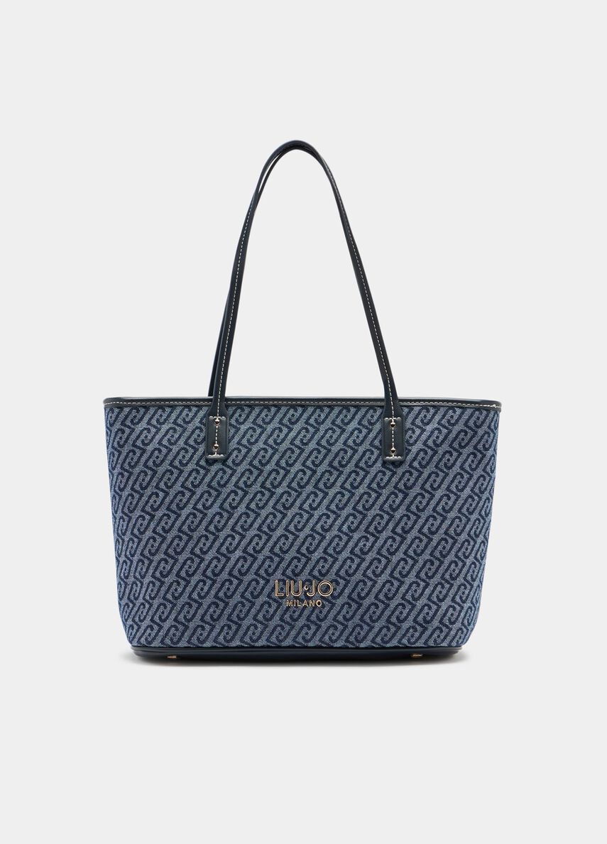 Tote bag in denim jacquard Evrim Liu Jo