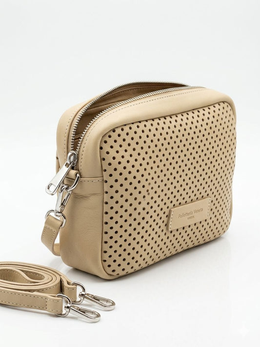 Borsa a tracolla 'Forello' in Nabuk Traforato Marmo - Pelletteria Veneta