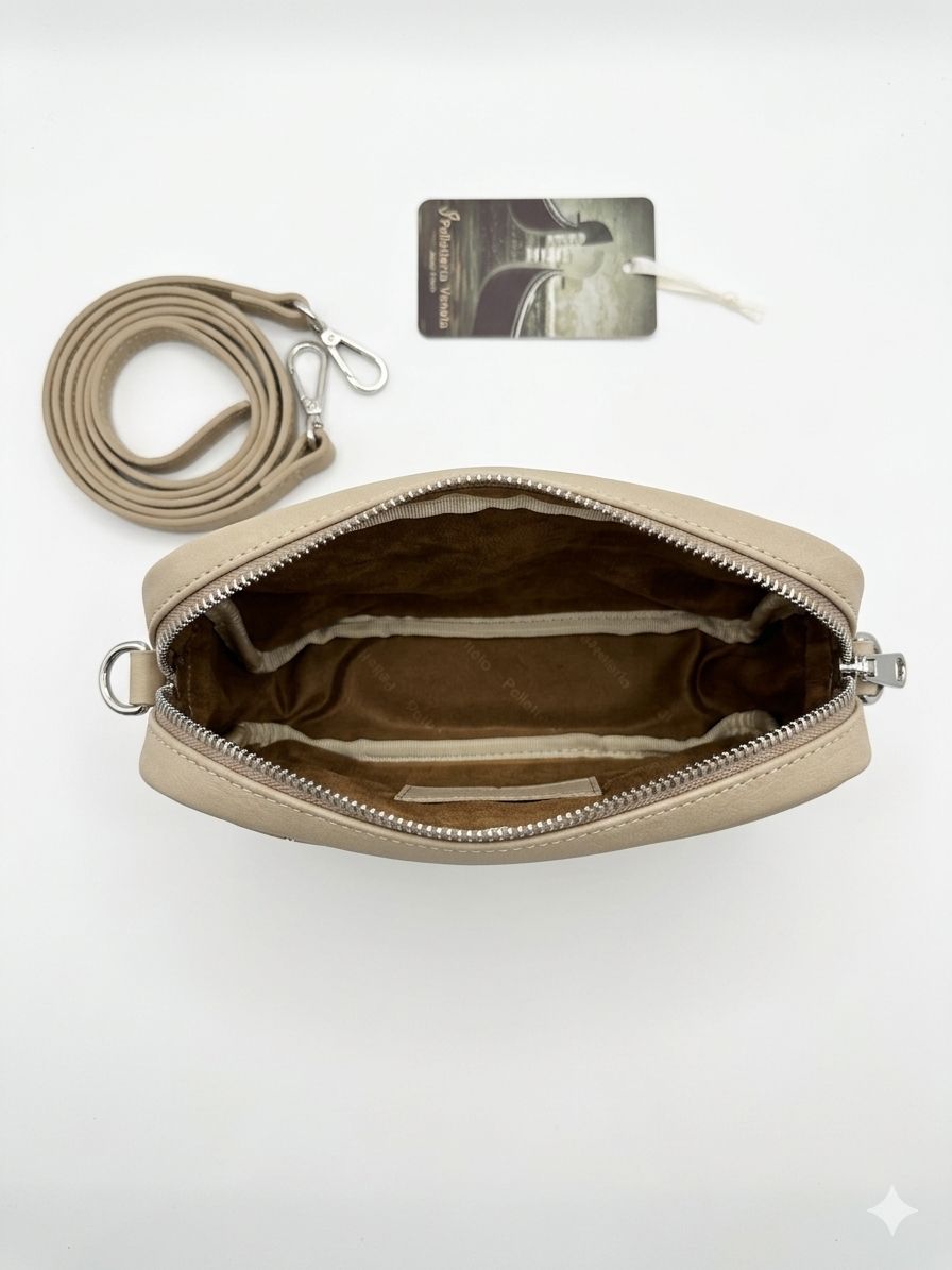 Borsa a tracolla 'Forello' in Nabuk Traforato Marmo - Pelletteria Veneta