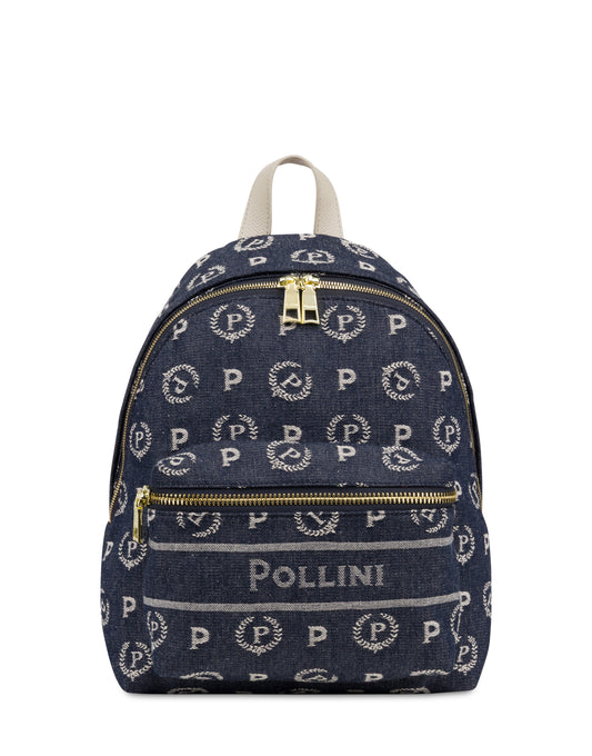 Pollini Zaino Heritage Marina In Denim Blu/avorio