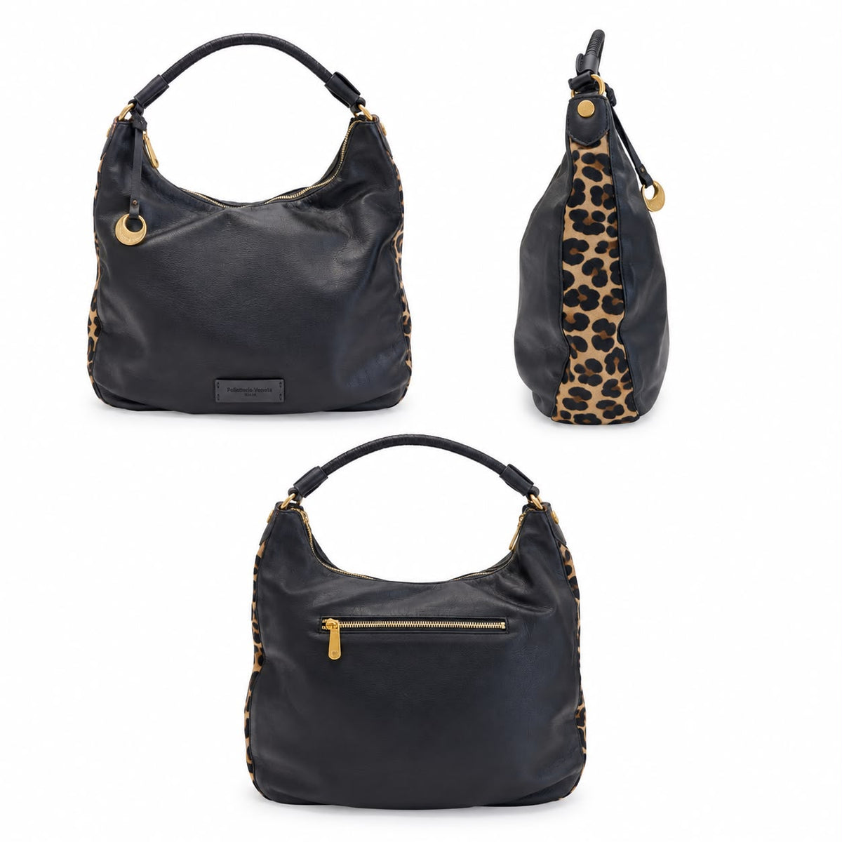 Hobo in pelle liscia con inserti in cavallino CAV26502 Pelletteria Veneta