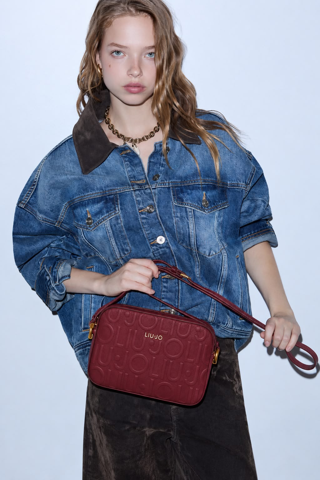 Borsa a tracolla media con logo Liu Jo