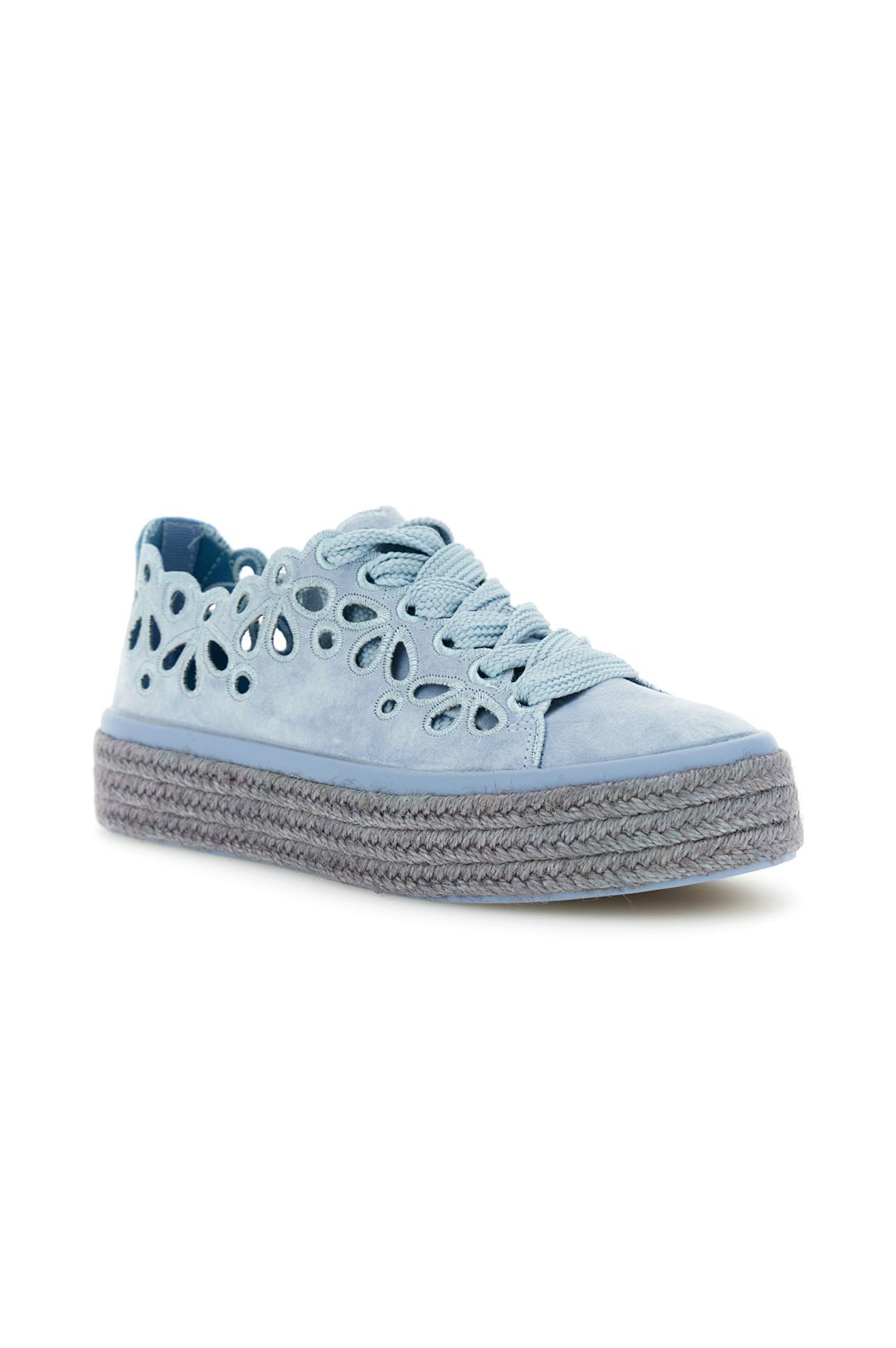 sneakers allacciate in pelle con intagli laserati cielo CafèNoir