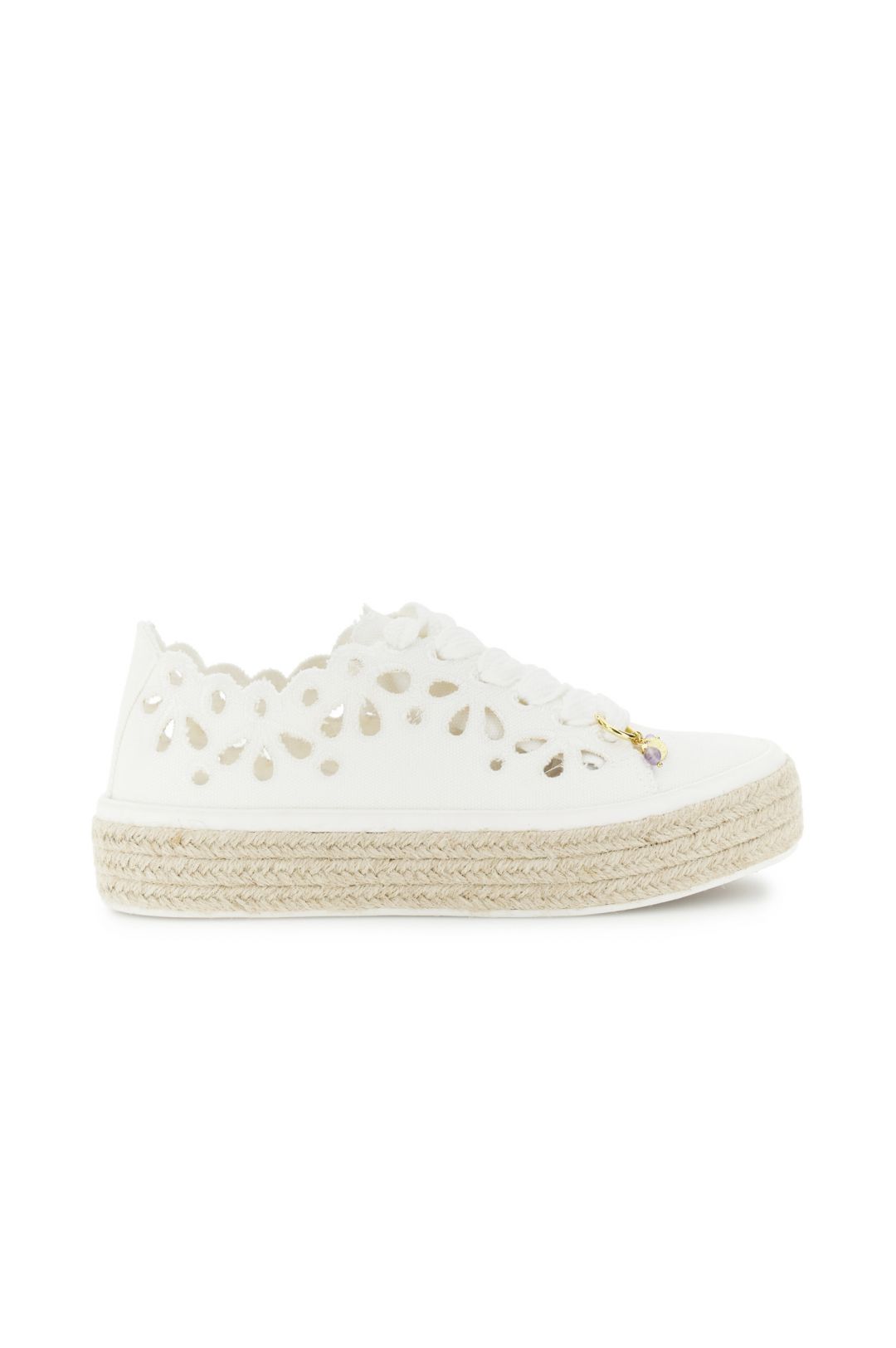 sneakers allacciate in tessuto traforato bianco CafèNoir