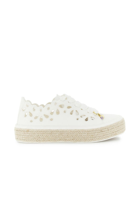 sneakers allacciate in tessuto traforato bianco CafèNoir