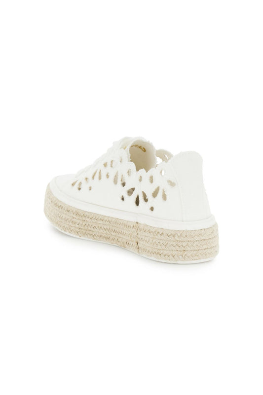sneakers allacciate in tessuto traforato bianco CafèNoir
