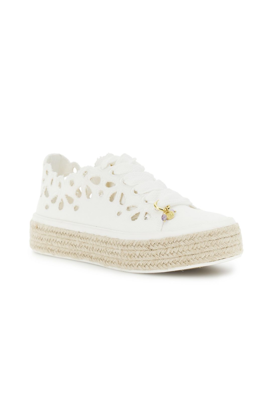sneakers allacciate in tessuto traforato bianco CafèNoir