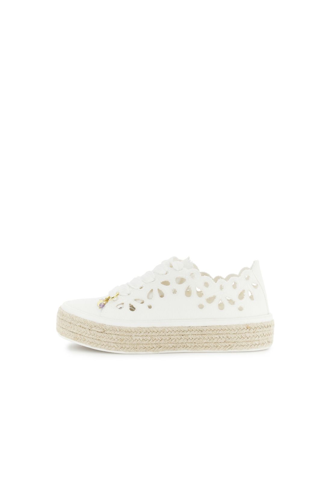 sneakers allacciate in tessuto traforato bianco CafèNoir
