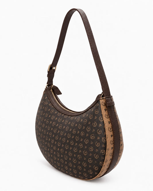 Pollini Linea Heritage Hobo Bag Heritage In Soft Relief Marrone/Crema