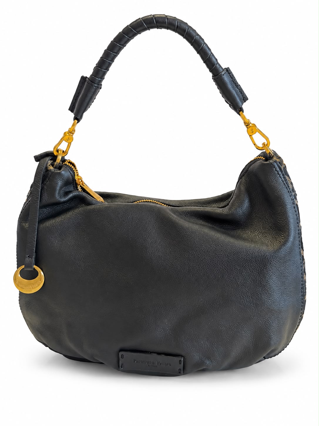Hobo media in pelle liscia con inserti in cavallino CAV26503 Pelletteria Veneta