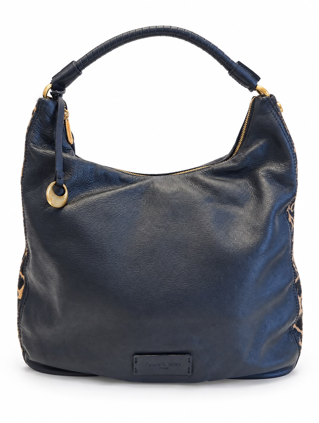 Hobo in pelle liscia con inserti in cavallino CAV26502 Pelletteria Veneta