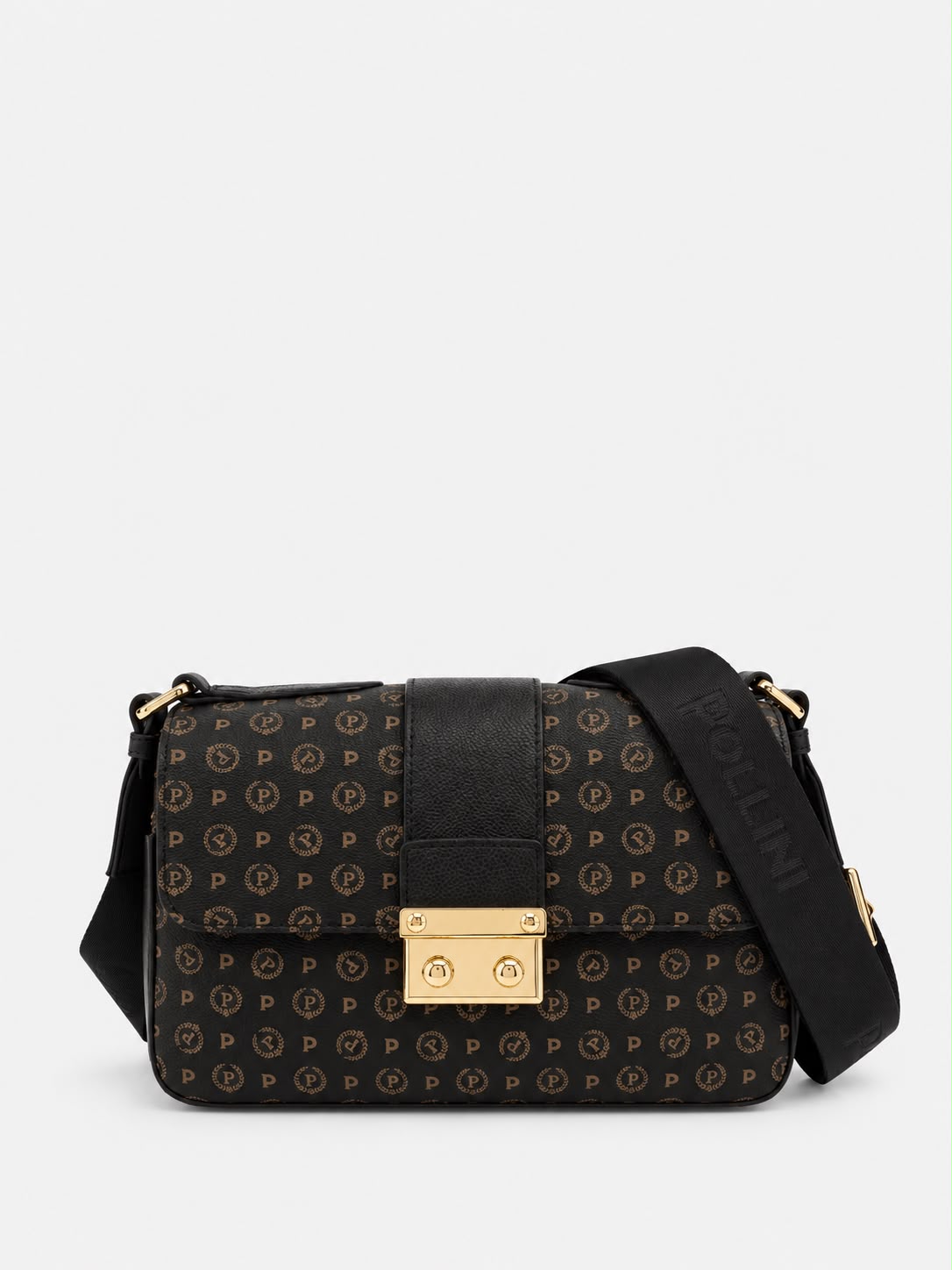 Pollini Linea Heritage Borsa A Tracolla Heritage Pvc Nero/Nero