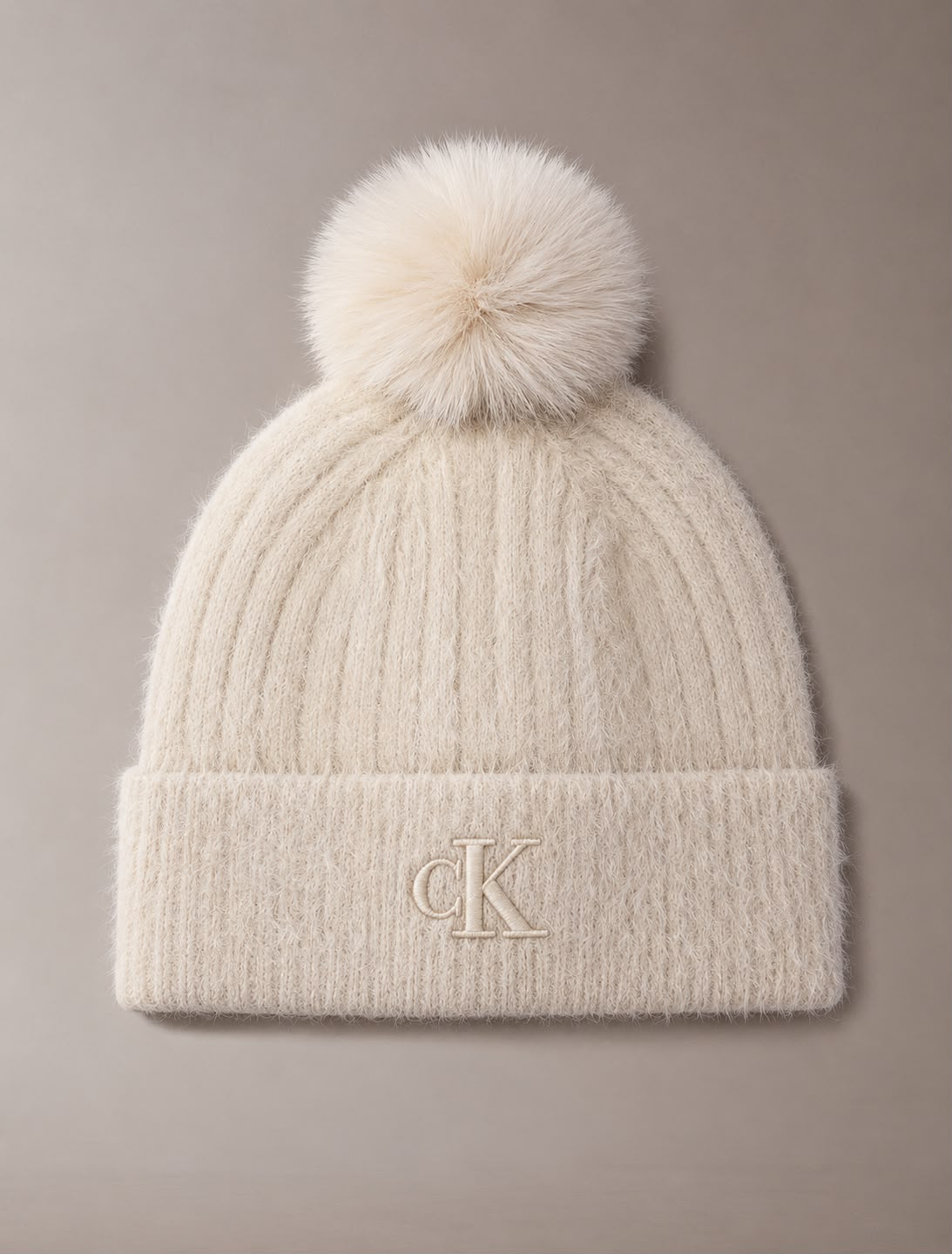 Berretto morbido con pompon Calvin Klein light hay