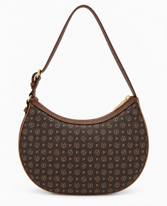 Pollini Linea Heritage Hobo Bag Heritage In Soft Relief Marrone/Crema