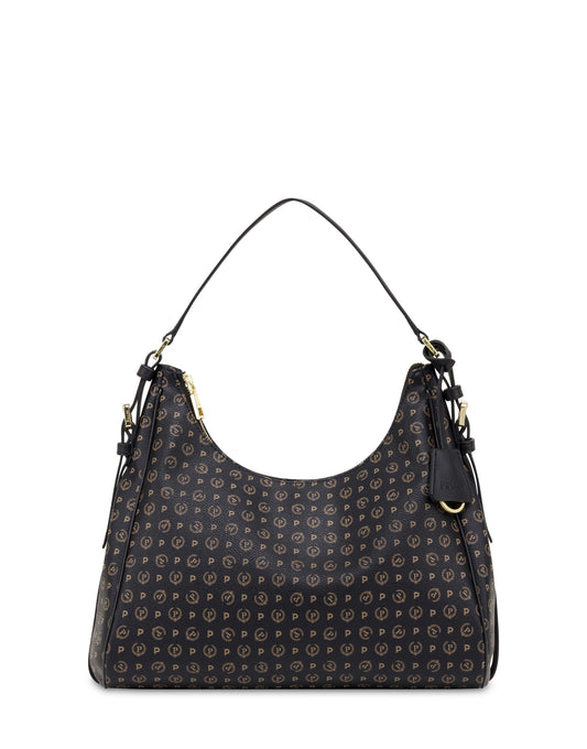 Pollini Linea Heritage Hobo Bag Heritage Pvc Nero/nero