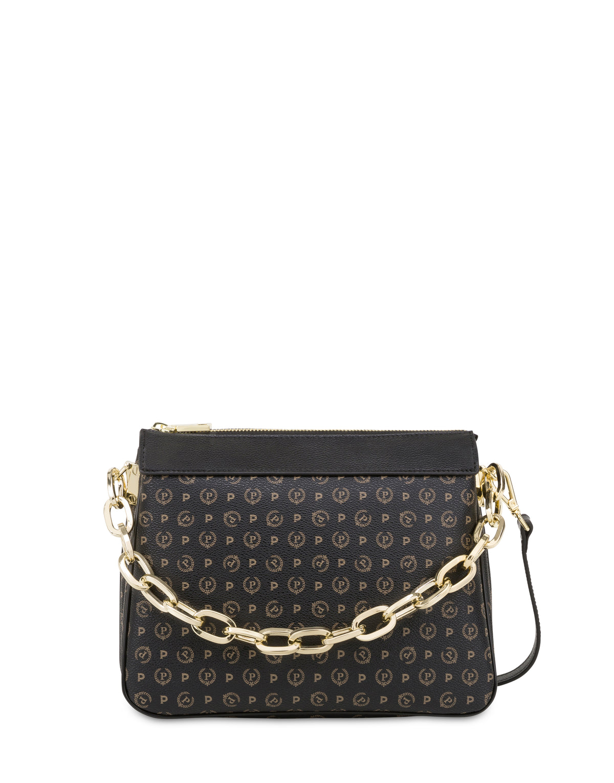 Pollini Linea Heritage Borsa A Spalla Heritage Pvc Nero/nero