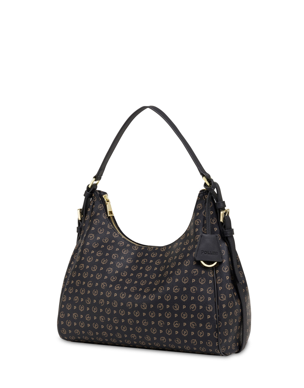 Pollini Linea Heritage Hobo Bag Heritage Pvc Nero/nero