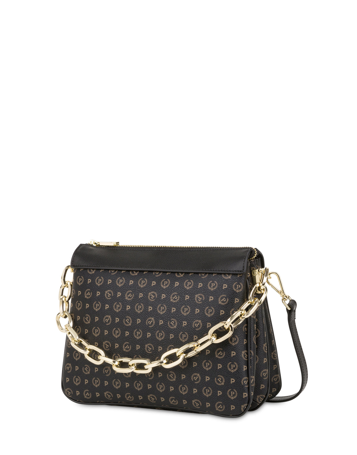 Pollini Linea Heritage Borsa A Spalla Heritage Pvc Nero/nero